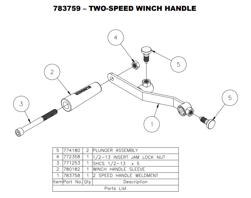     Sumner two-speed winch handle for 2000 Series lifts part 783759