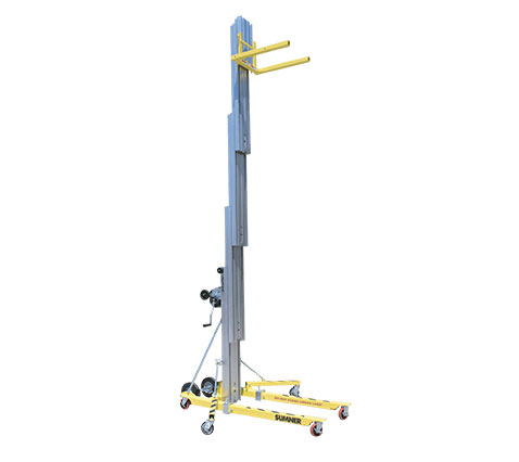     Sumner 786382 16 ft short stack lift with 73 x 31.25 inch footprint and 800 lb capacity