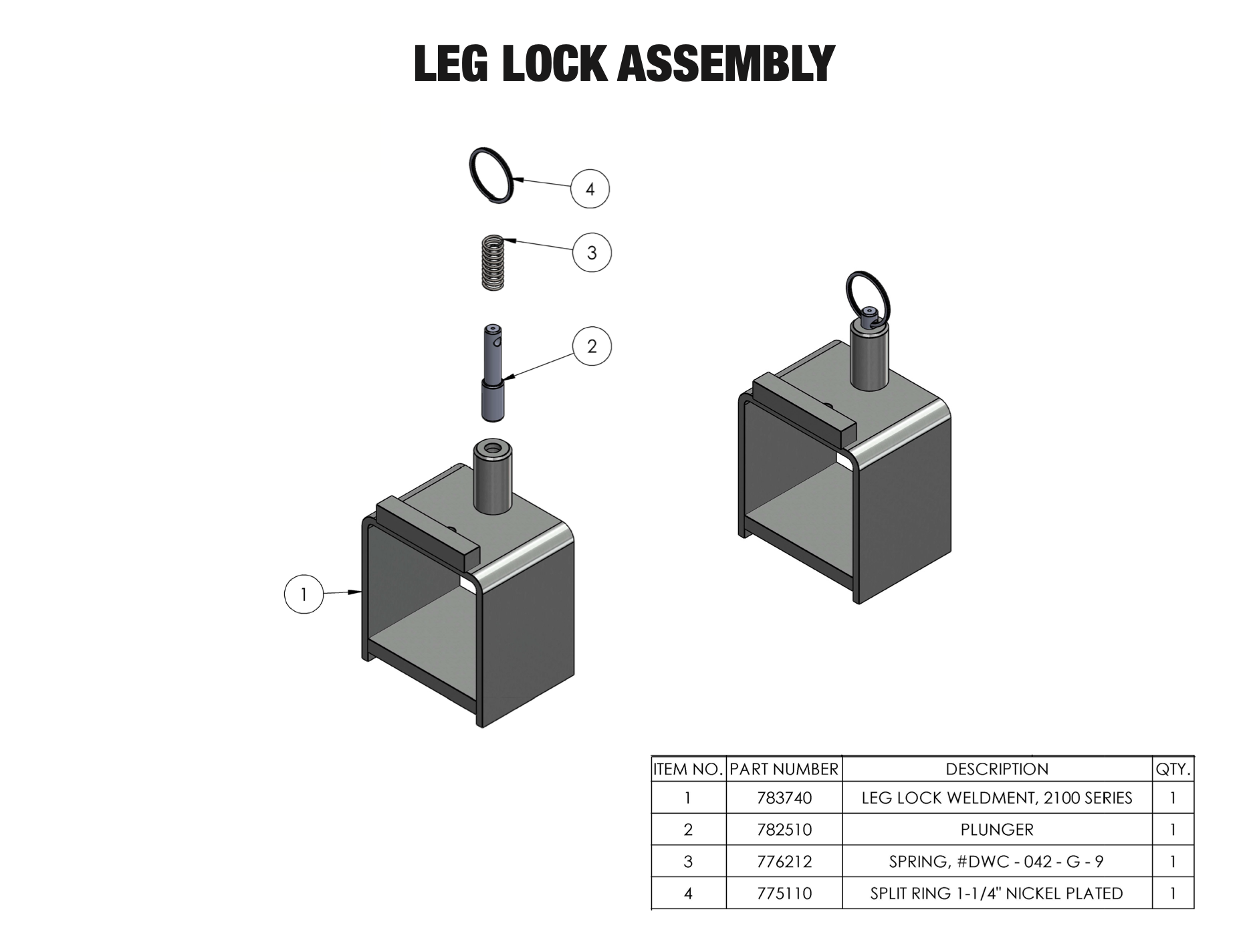     Sumner Series 2000 leg lock assembly parts diagram for 783740 replacement parts
