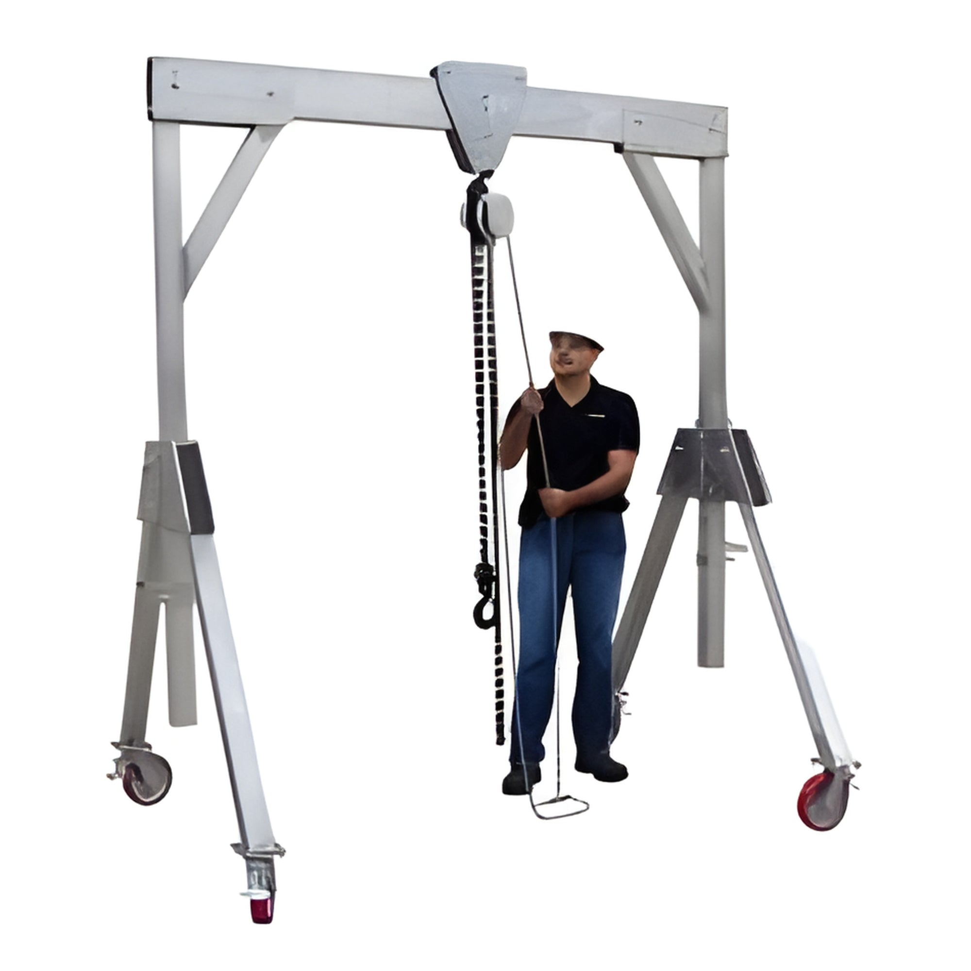 Sumner 785102 portable gantry crane with aluminum frame and 8 inch locking casters